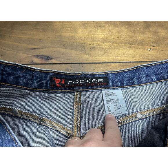 Vintage Rockies Western Mom High-waisted Bare Back Studded Blue Jeans 17/18 Long - Picture 6 of 11